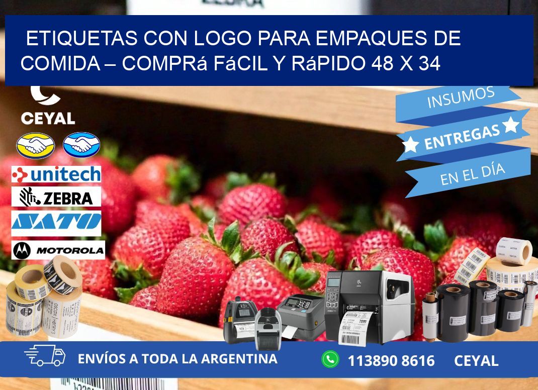 Etiquetas con logo para empaques de comida – Comprá fácil y rápido 48 x 34