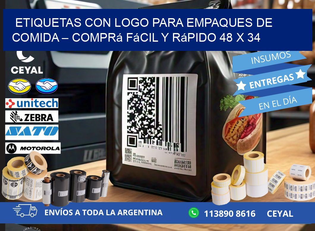 Etiquetas con logo para empaques de comida – Comprá fácil y rápido 48 x 34