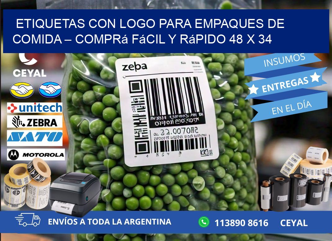 Etiquetas con logo para empaques de comida – Comprá fácil y rápido 48 x 34