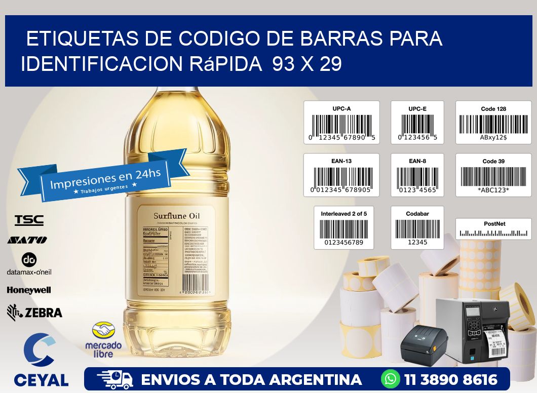 Etiquetas de Codigo de Barras para Identificacion Rápida  93 x 29