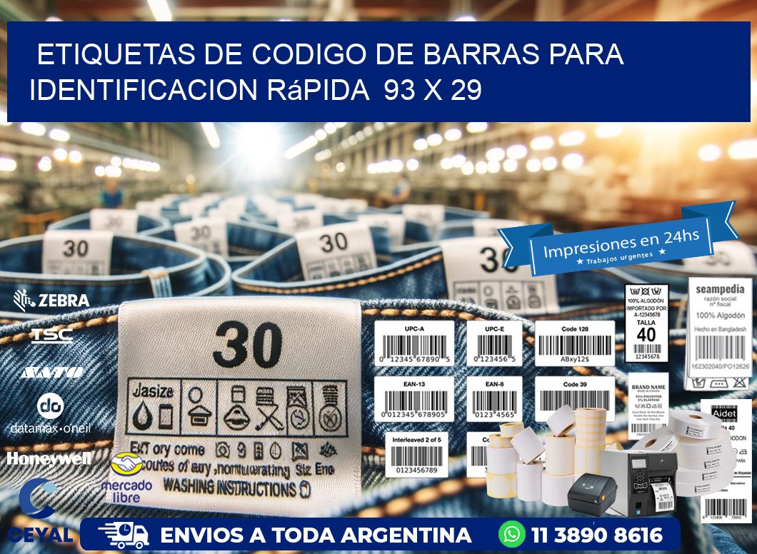 Etiquetas de Codigo de Barras para Identificacion Rápida  93 x 29