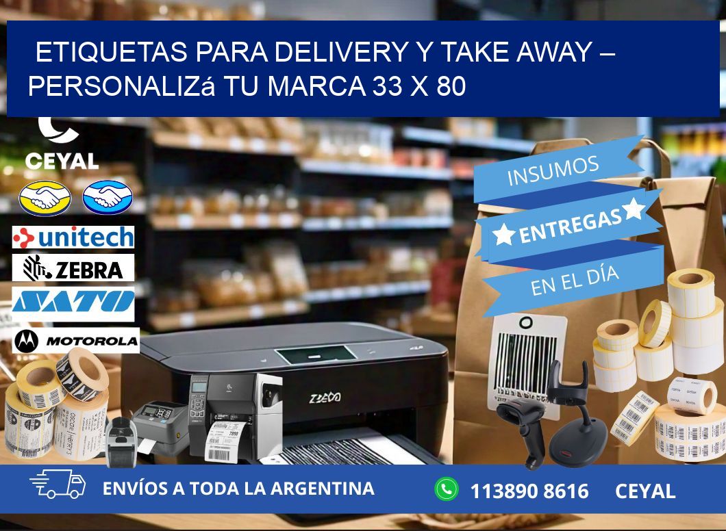 Etiquetas para delivery y take away – Personalizá tu marca 33 x 80