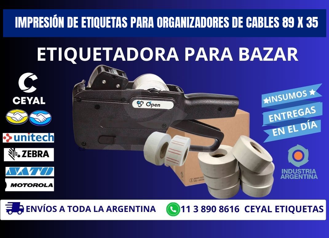 IMPRESIÓN DE ETIQUETAS PARA ORGANIZADORES DE CABLES 89 x 35