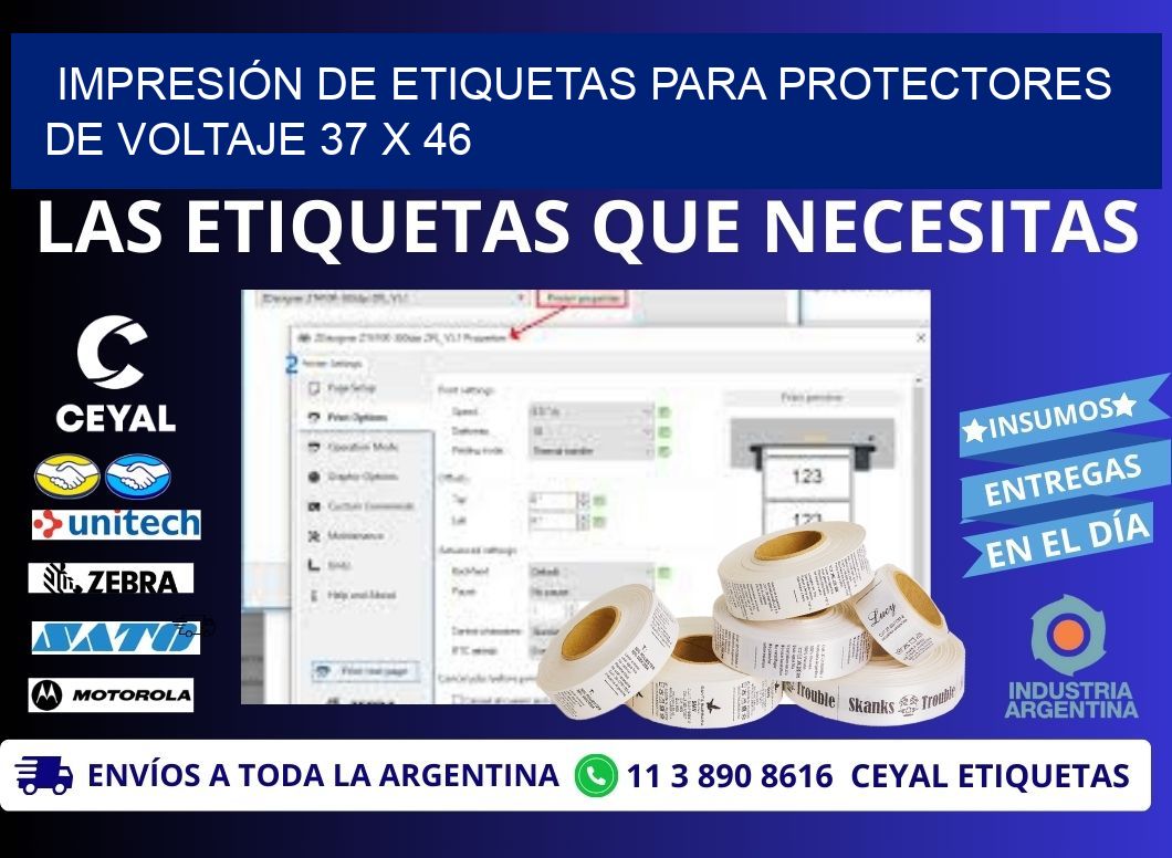 IMPRESIÓN DE ETIQUETAS PARA PROTECTORES DE VOLTAJE 37 x 46