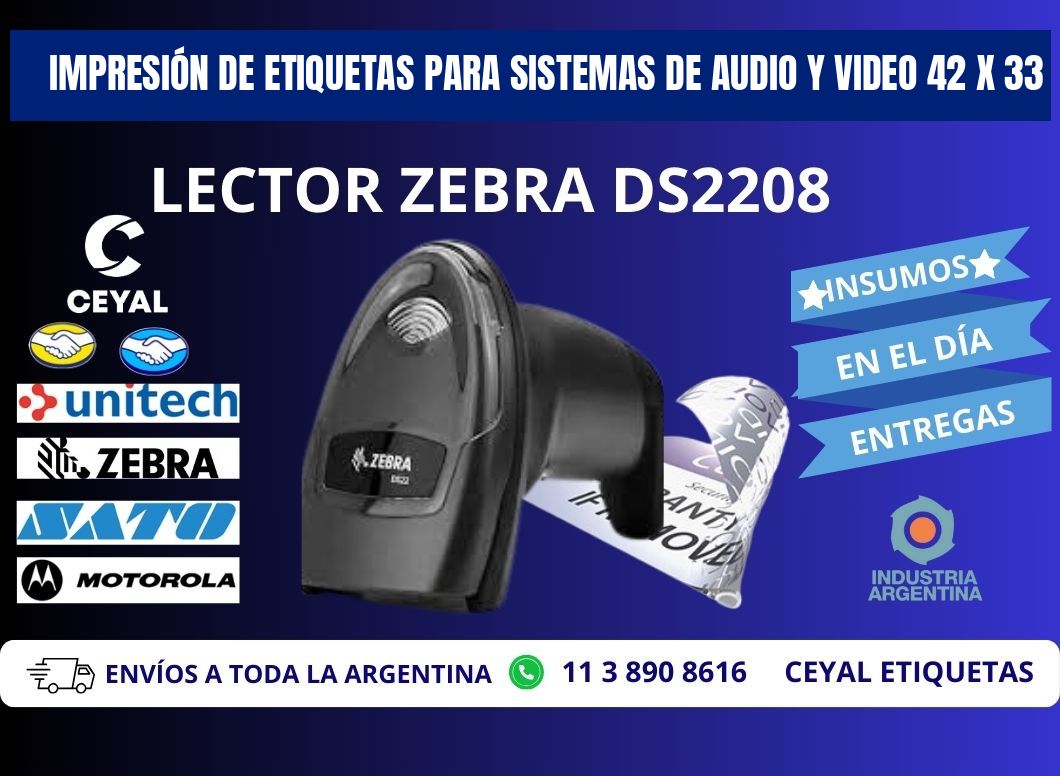 IMPRESIÓN DE ETIQUETAS PARA SISTEMAS DE AUDIO Y VIDEO 42 x 33