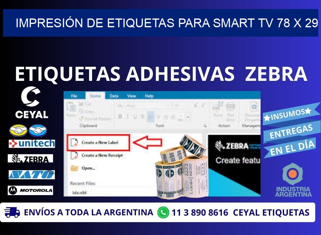 IMPRESIÓN DE ETIQUETAS PARA SMART TV 78 x 29