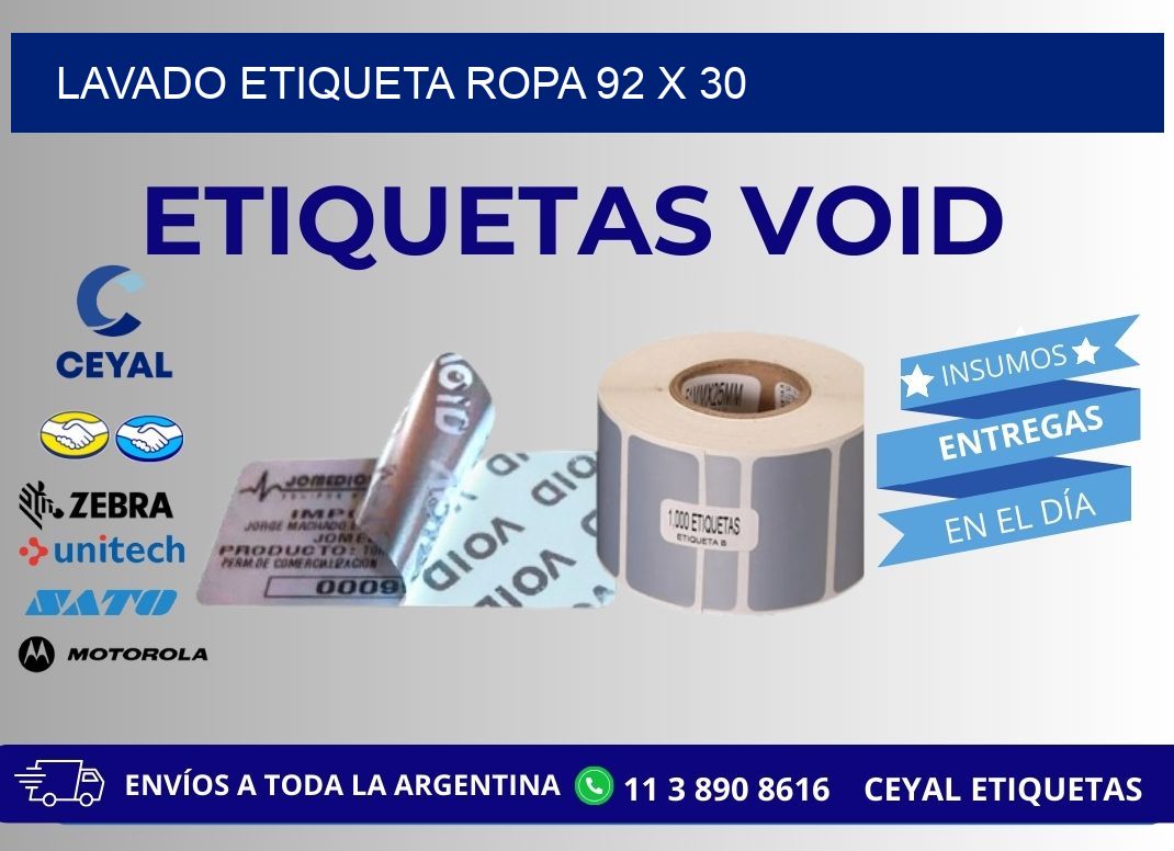 LAVADO ETIQUETA ROPA 92 x 30