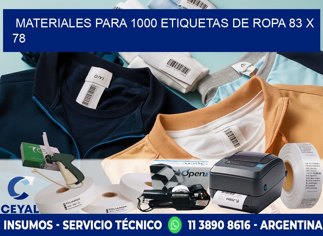 MATERIALES PARA 1000 ETIQUETAS DE ROPA 83 x 78