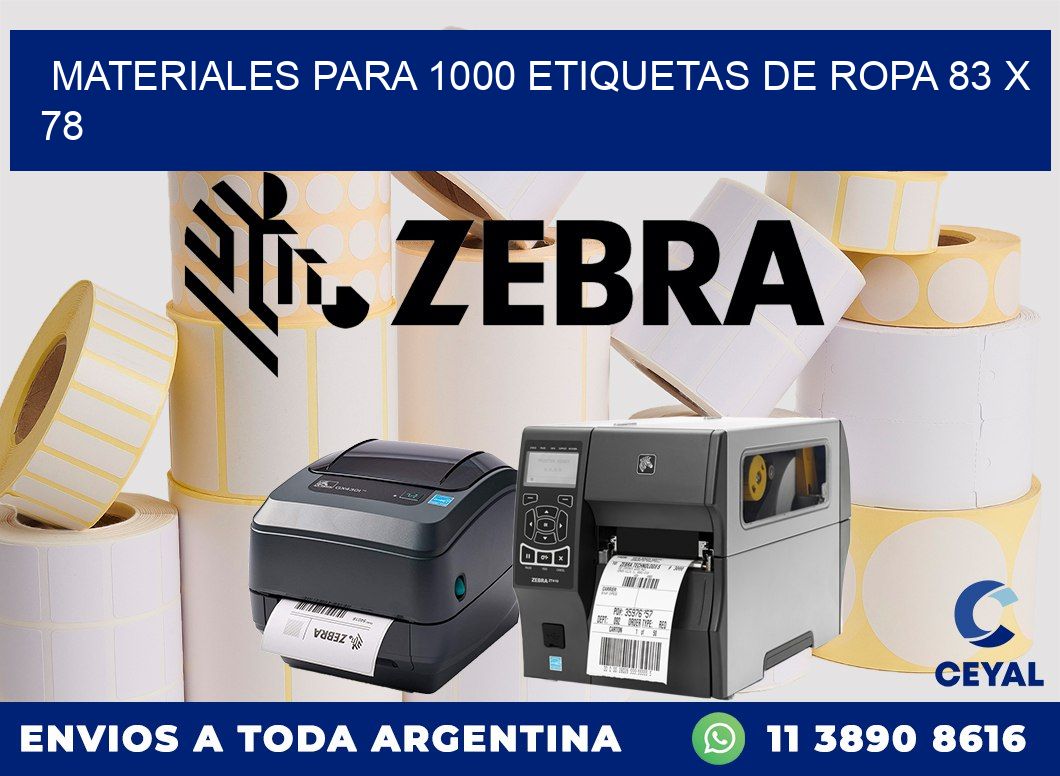 MATERIALES PARA 1000 ETIQUETAS DE ROPA 83 x 78