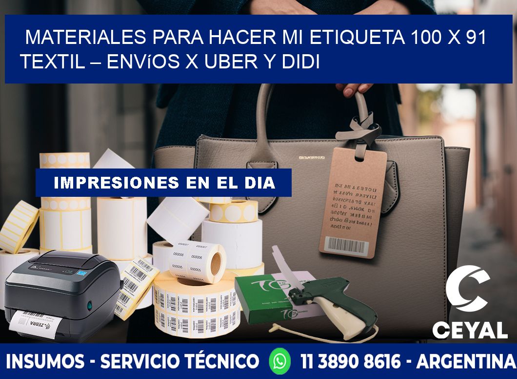 Materiales para hacer mi Etiqueta 100 x 91 textil – Envíos x Uber y DiDi