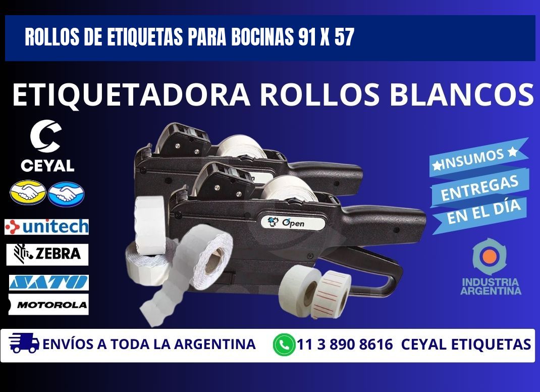 ROLLOS DE ETIQUETAS PARA BOCINAS 91 x 57
