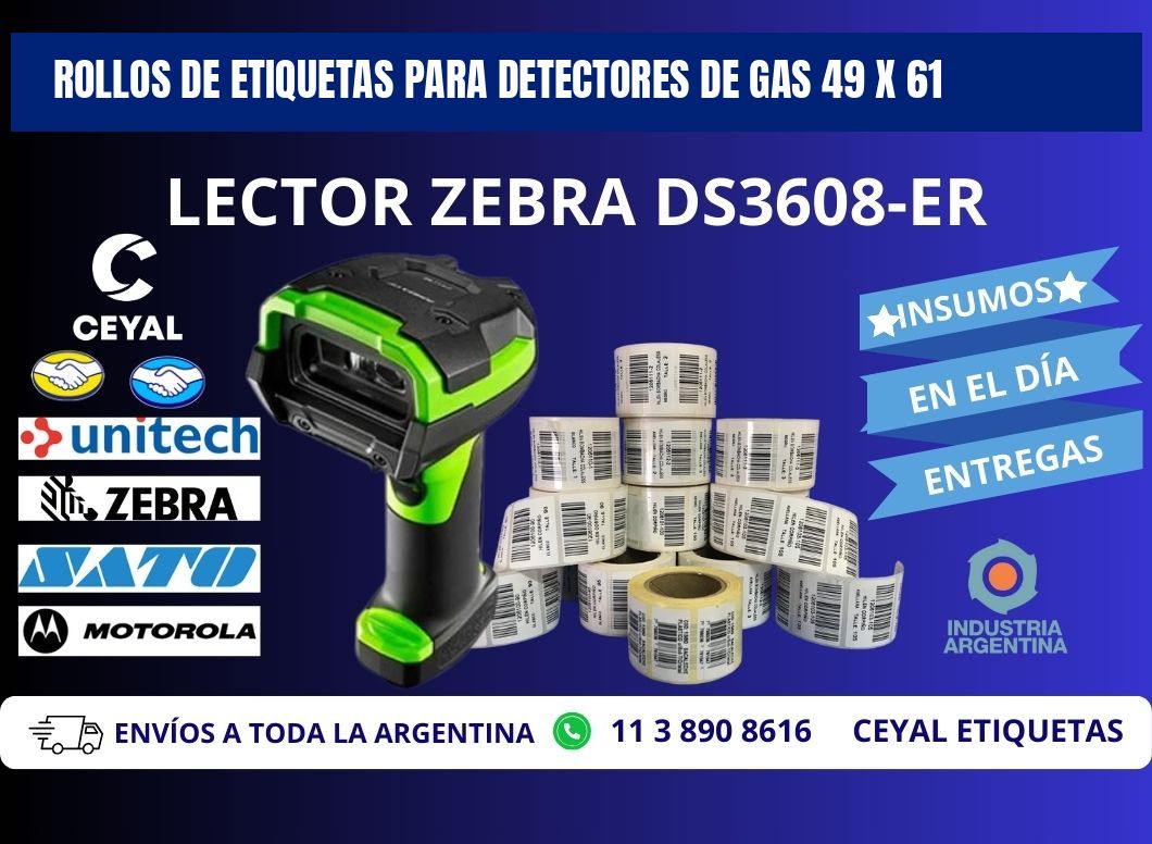 ROLLOS DE ETIQUETAS PARA DETECTORES DE GAS 49 x 61