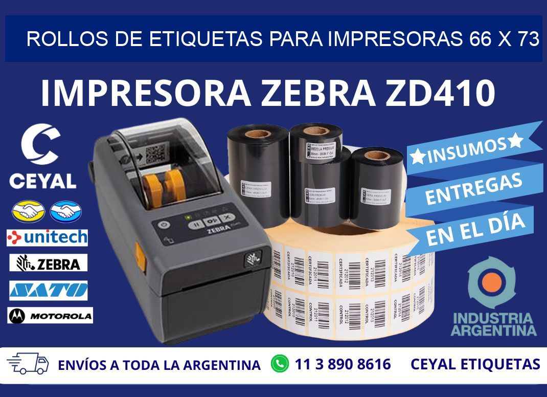 ROLLOS DE ETIQUETAS PARA IMPRESORAS 66 x 73