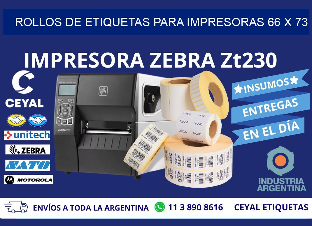 ROLLOS DE ETIQUETAS PARA IMPRESORAS 66 x 73