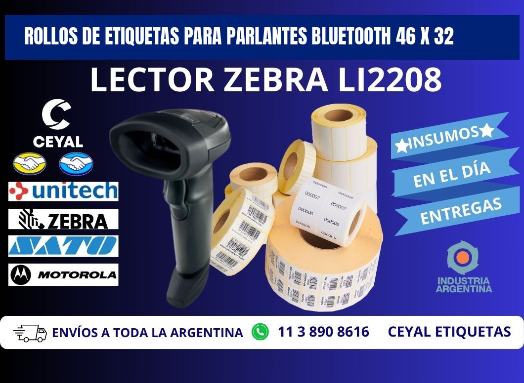 ROLLOS DE ETIQUETAS PARA PARLANTES BLUETOOTH 46 x 32