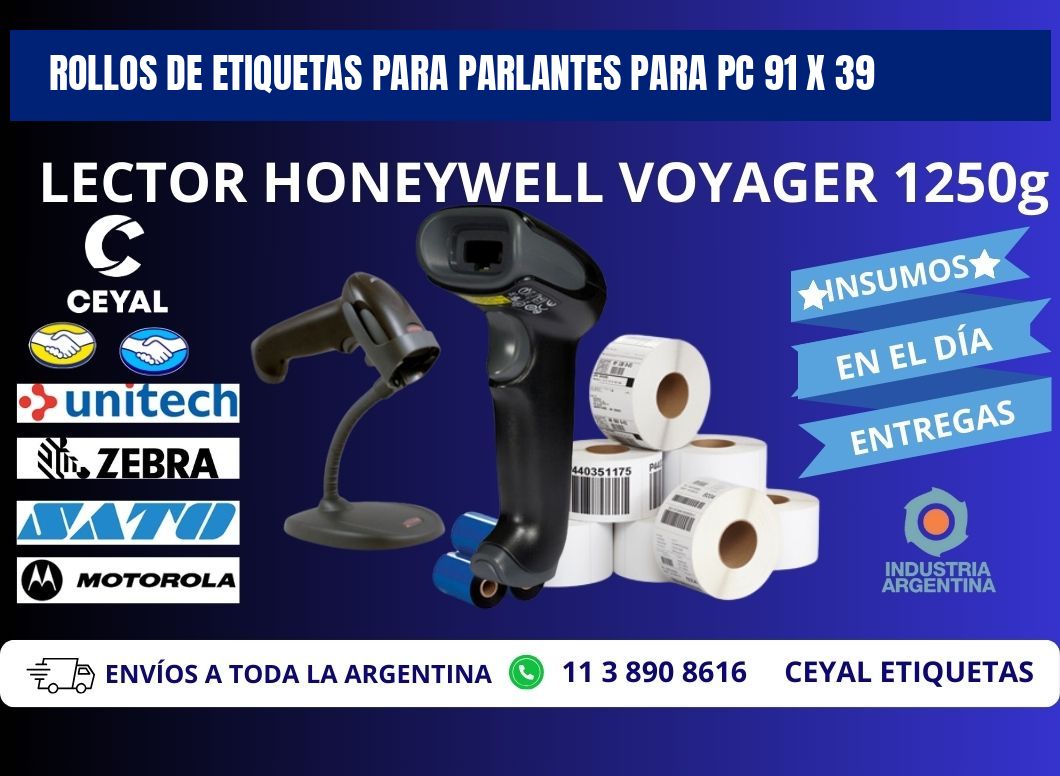 ROLLOS DE ETIQUETAS PARA PARLANTES PARA PC 91 x 39