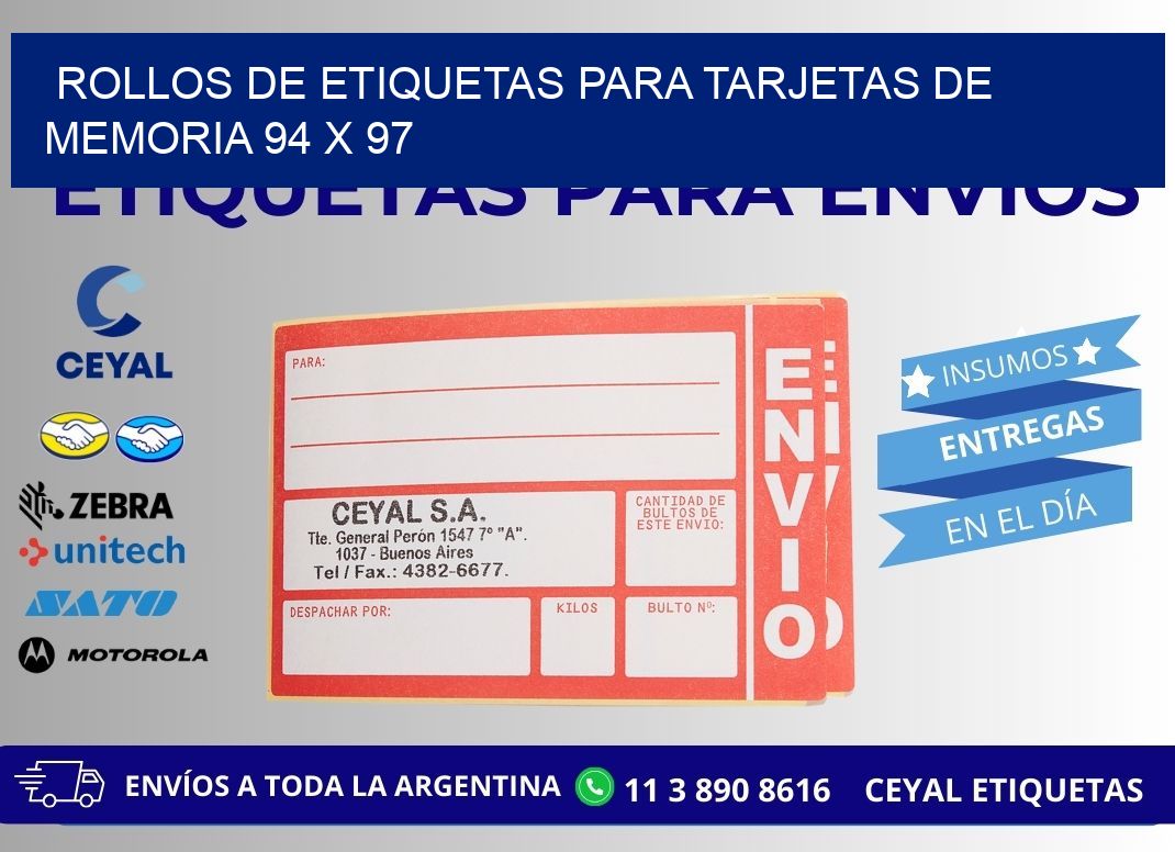 ROLLOS DE ETIQUETAS PARA TARJETAS DE MEMORIA 94 x 97