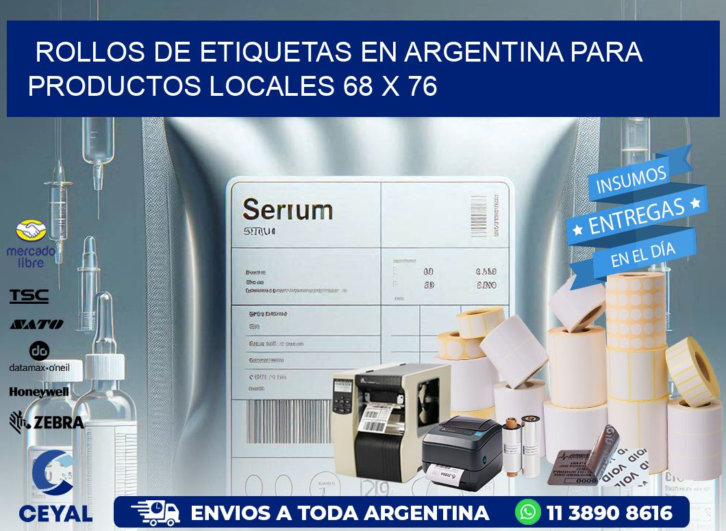 Rollos de Etiquetas en Argentina para Productos Locales 68 x 76