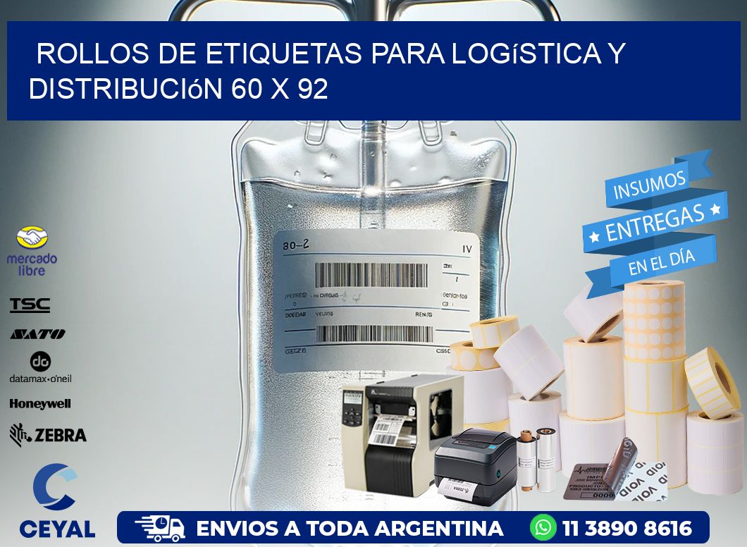 Rollos de Etiquetas para Logística y Distribución 60 x 92