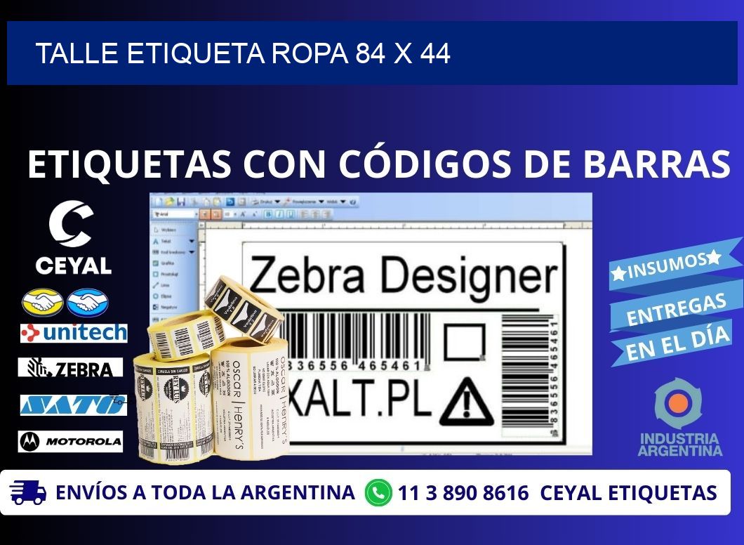 TALLE ETIQUETA ROPA 84 x 44