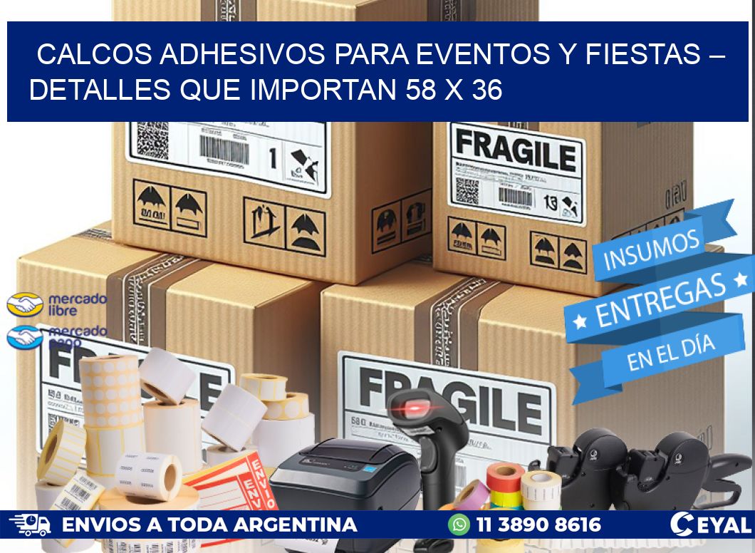 Calcos Adhesivos para Eventos y Fiestas – Detalles que Importan 58 x 36