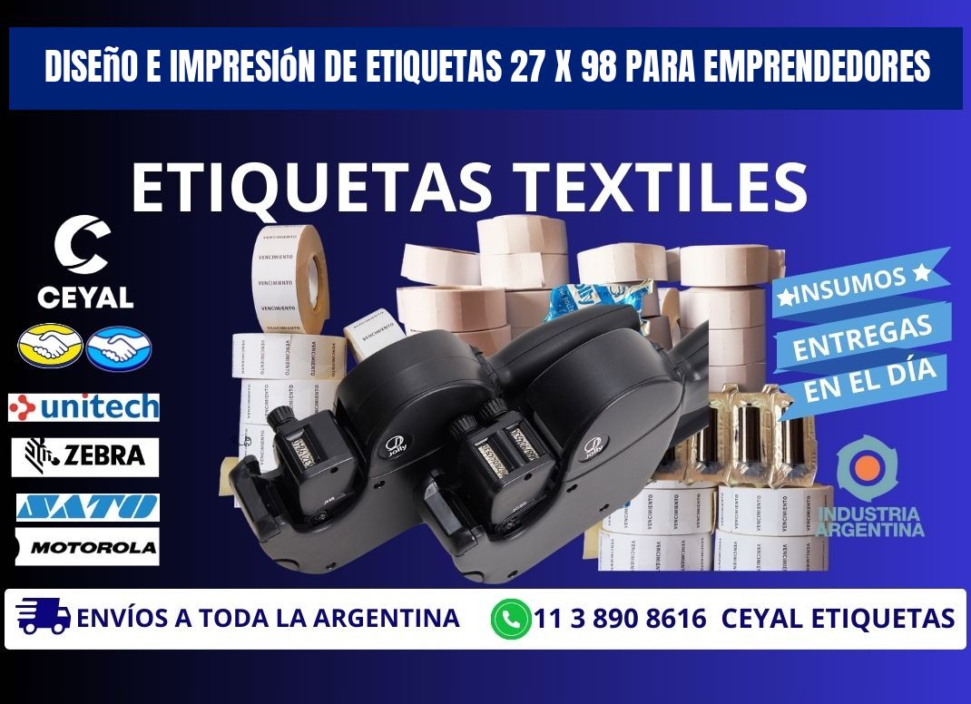 Diseño e Impresión de Etiquetas 27 x 98 para Emprendedores