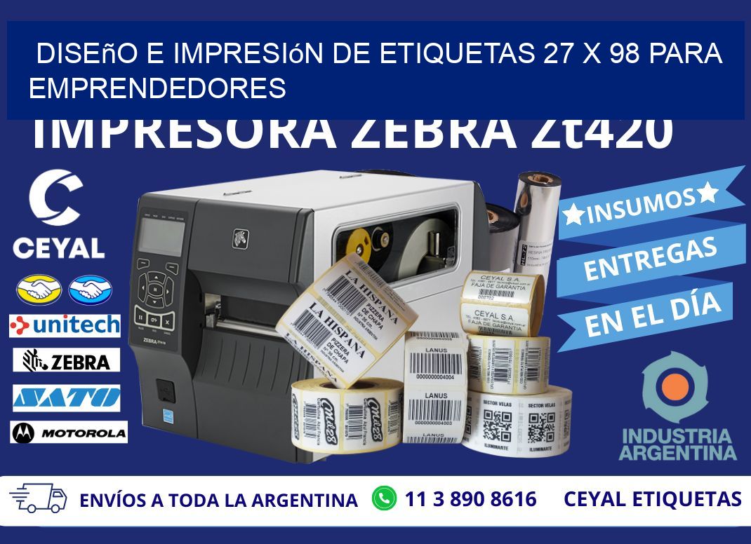 Diseño e Impresión de Etiquetas 27 x 98 para Emprendedores