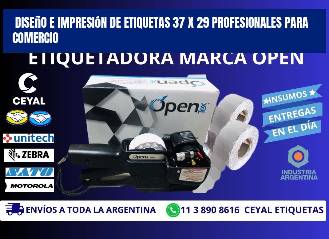Diseño e Impresión de Etiquetas 37 x 29 Profesionales para Comercio