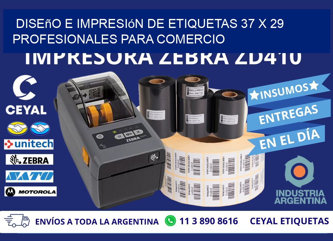 Diseño e Impresión de Etiquetas 37 x 29 Profesionales para Comercio