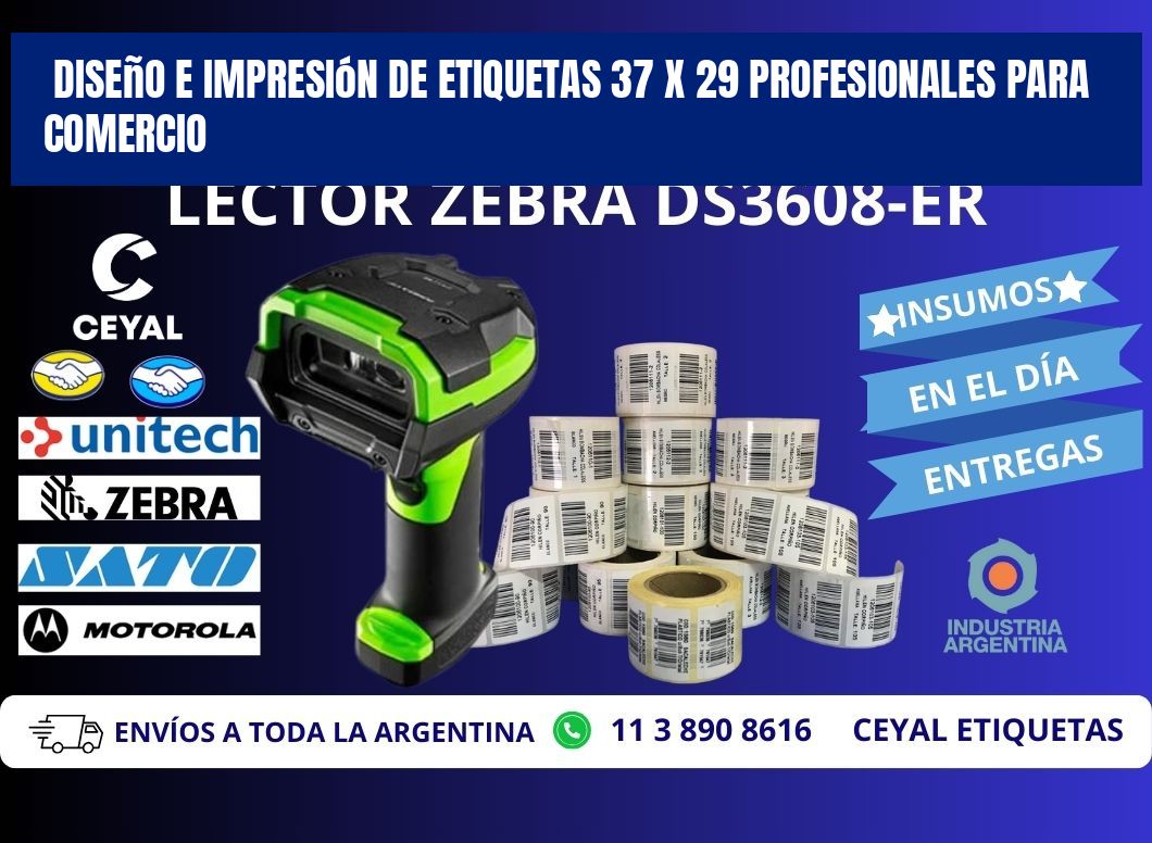 Diseño e Impresión de Etiquetas 37 x 29 Profesionales para Comercio
