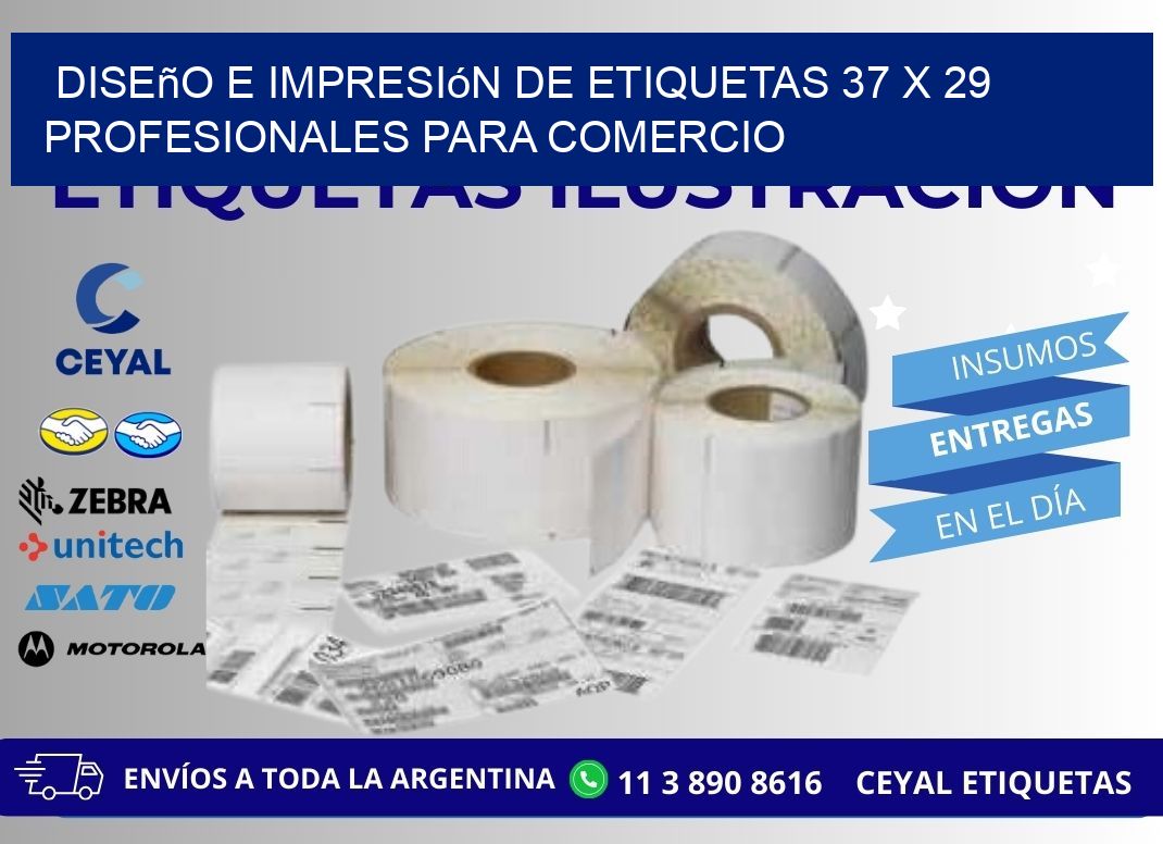 Diseño e Impresión de Etiquetas 37 x 29 Profesionales para Comercio