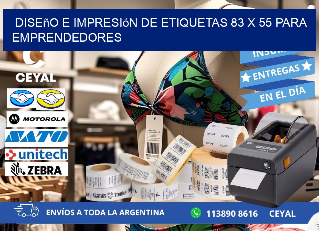 Diseño e Impresión de Etiquetas 83 x 55 para Emprendedores