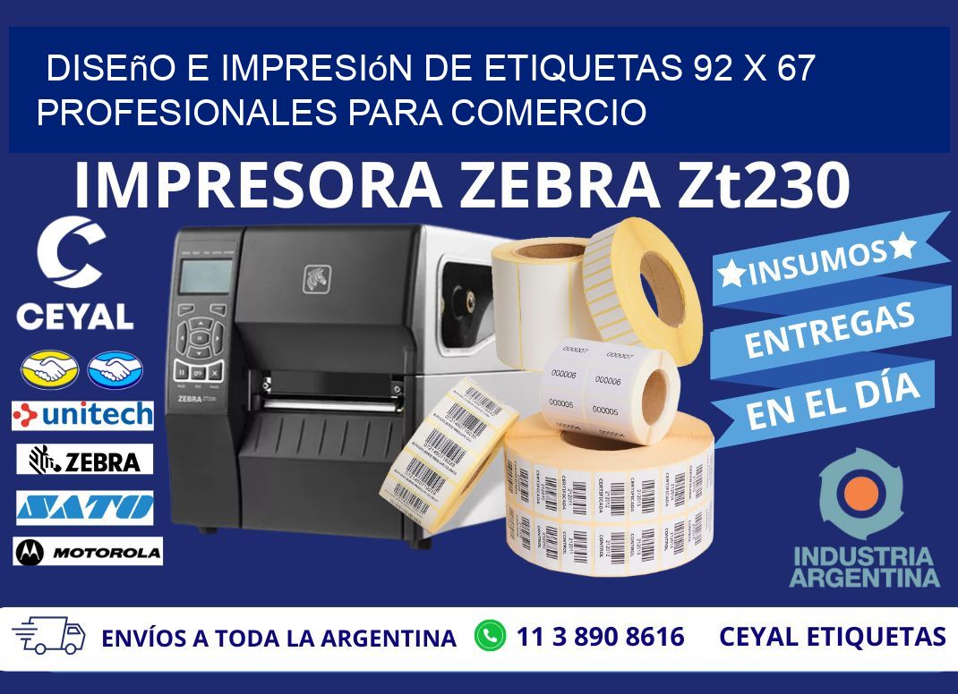 Diseño e Impresión de Etiquetas 92 x 67 Profesionales para Comercio