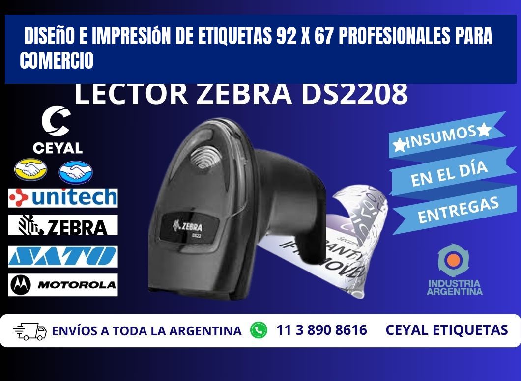 Diseño e Impresión de Etiquetas 92 x 67 Profesionales para Comercio