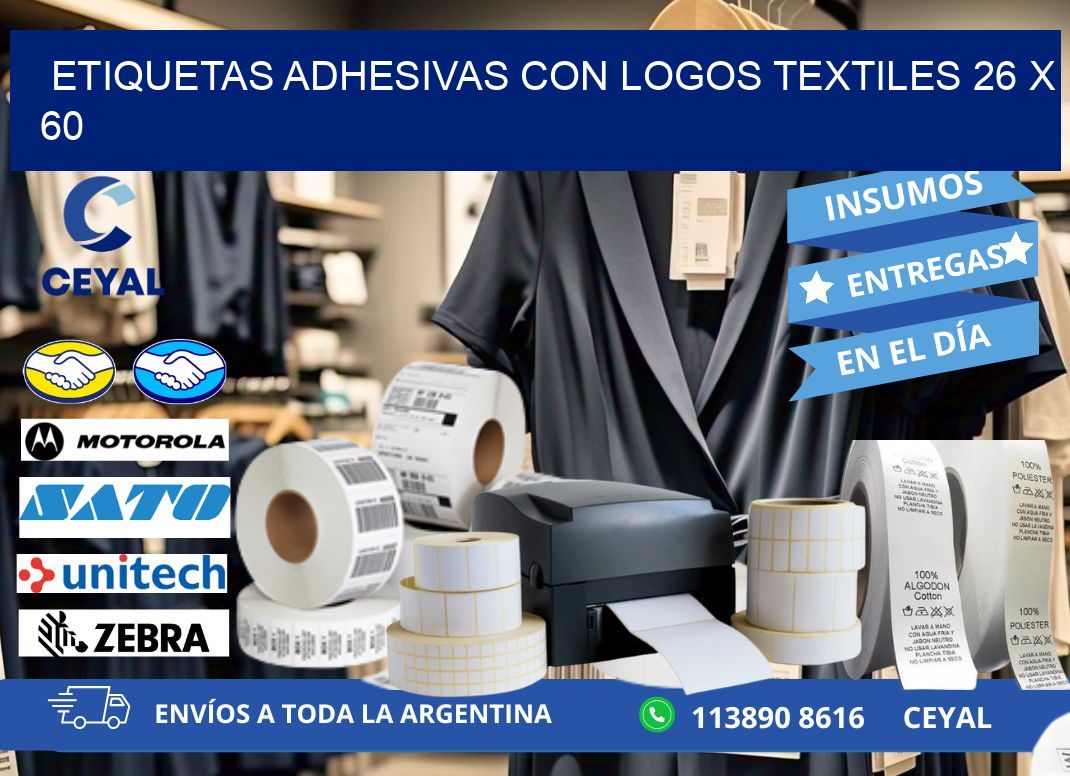 ETIQUETAS ADHESIVAS CON LOGOS TEXTILES 26 x 60