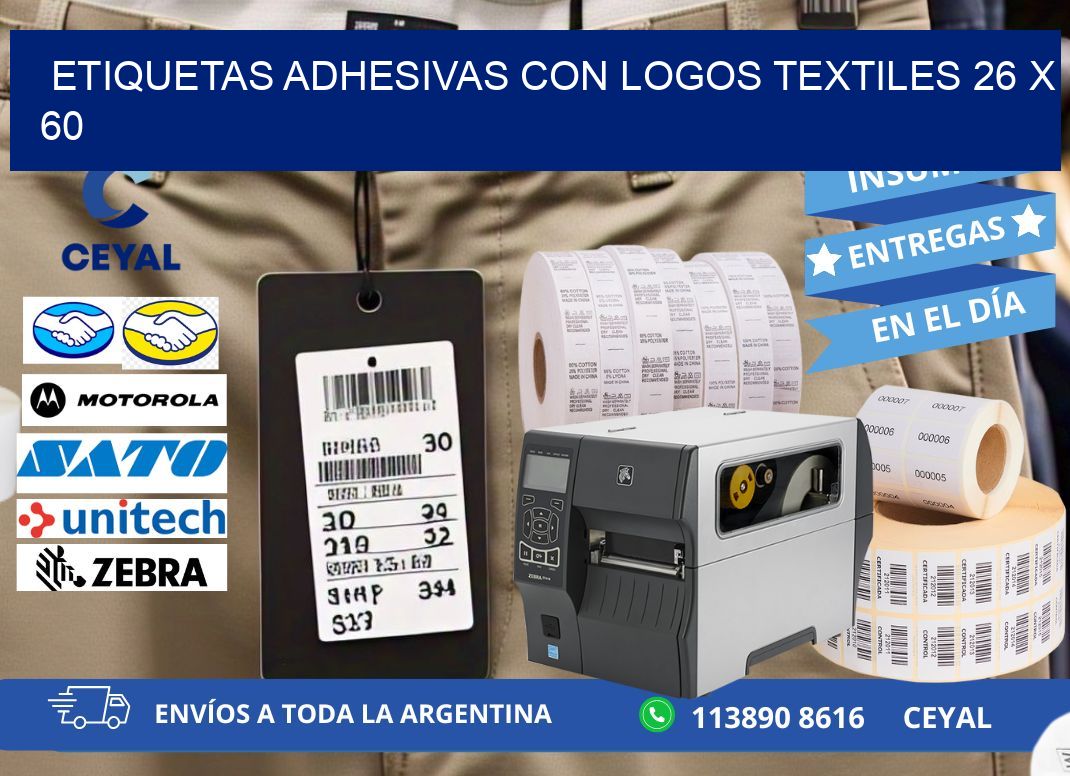 ETIQUETAS ADHESIVAS CON LOGOS TEXTILES 26 x 60