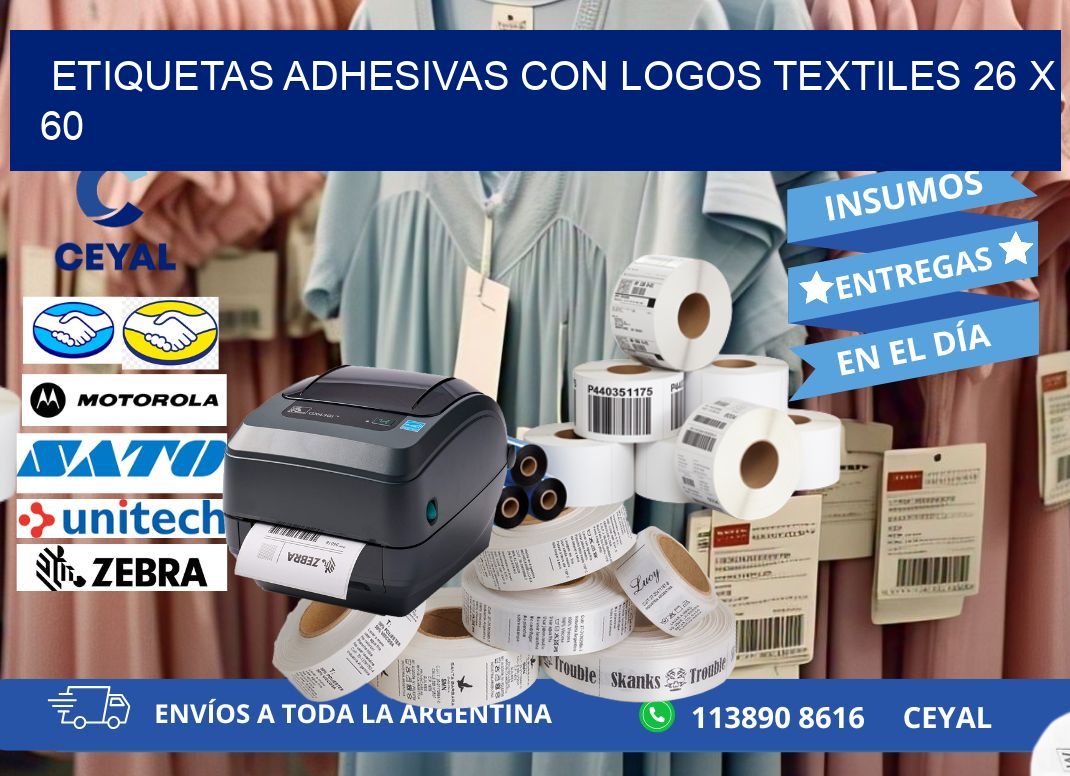 ETIQUETAS ADHESIVAS CON LOGOS TEXTILES 26 x 60