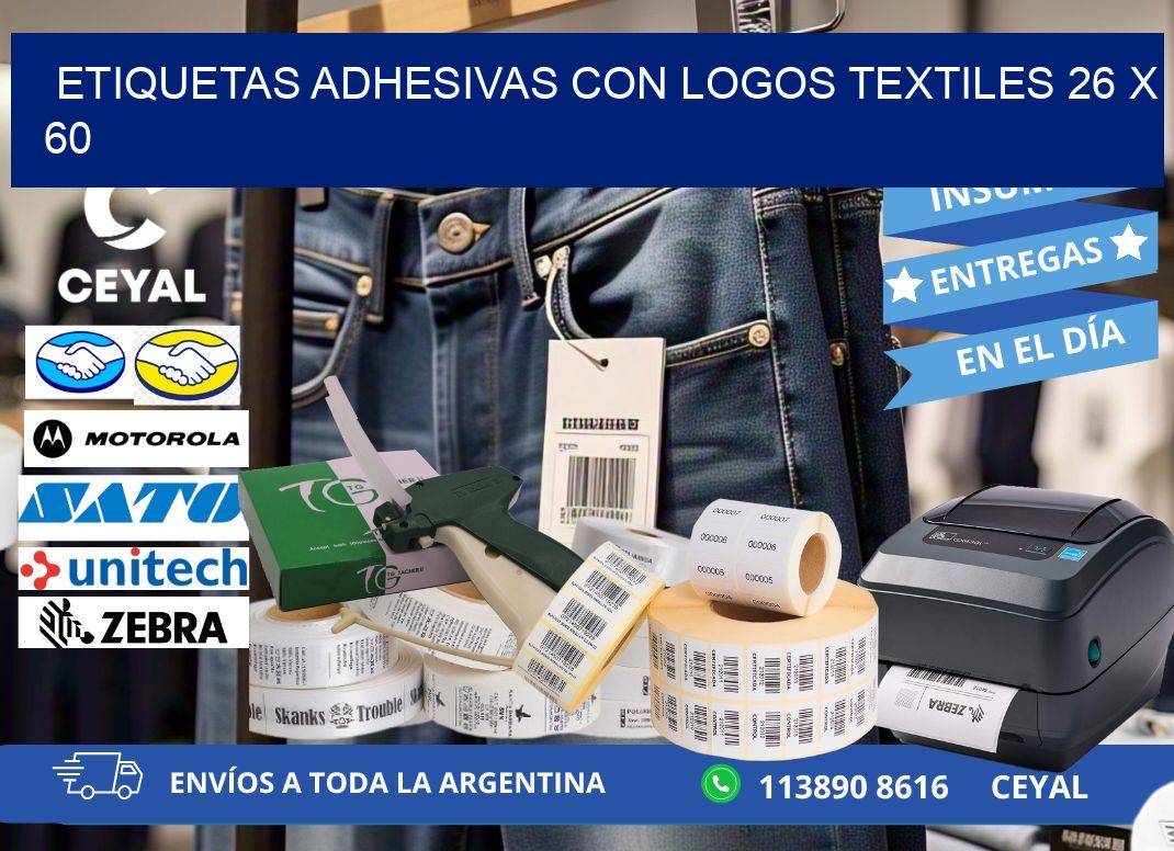 ETIQUETAS ADHESIVAS CON LOGOS TEXTILES 26 x 60