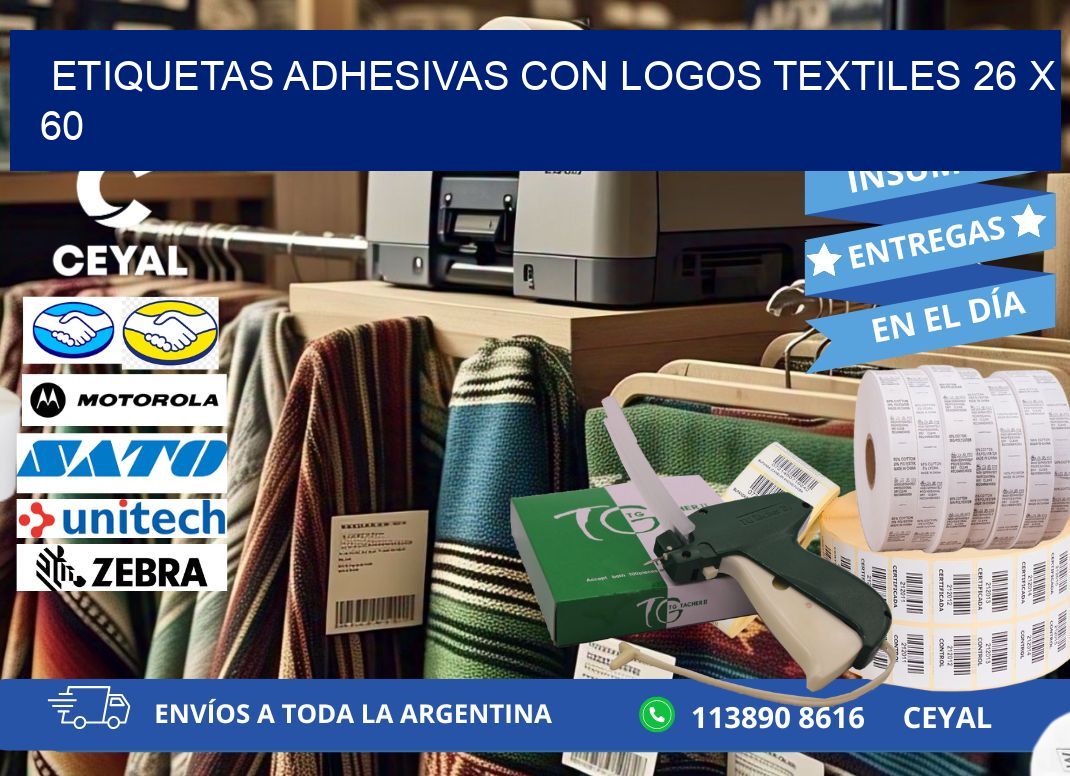 ETIQUETAS ADHESIVAS CON LOGOS TEXTILES 26 x 60