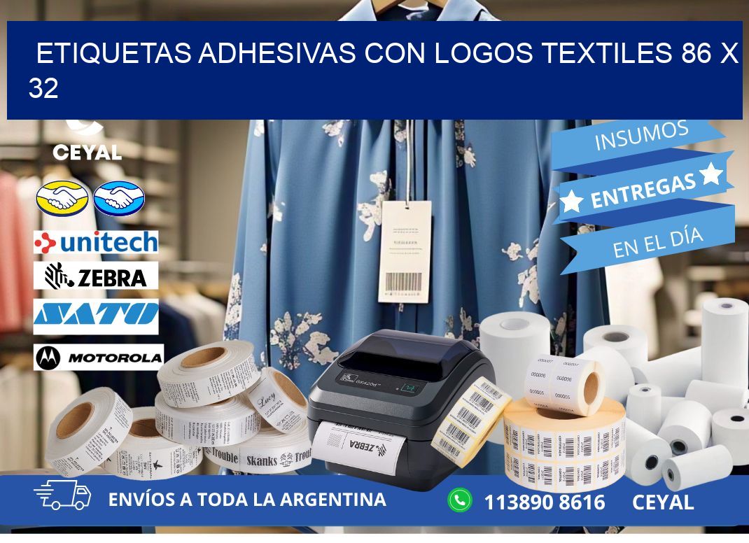 ETIQUETAS ADHESIVAS CON LOGOS TEXTILES 86 x 32