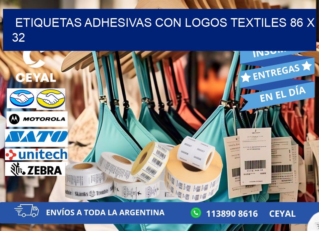 ETIQUETAS ADHESIVAS CON LOGOS TEXTILES 86 x 32