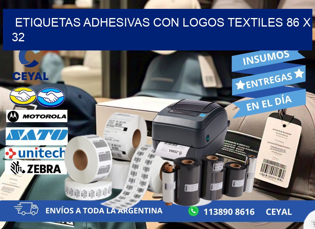 ETIQUETAS ADHESIVAS CON LOGOS TEXTILES 86 x 32