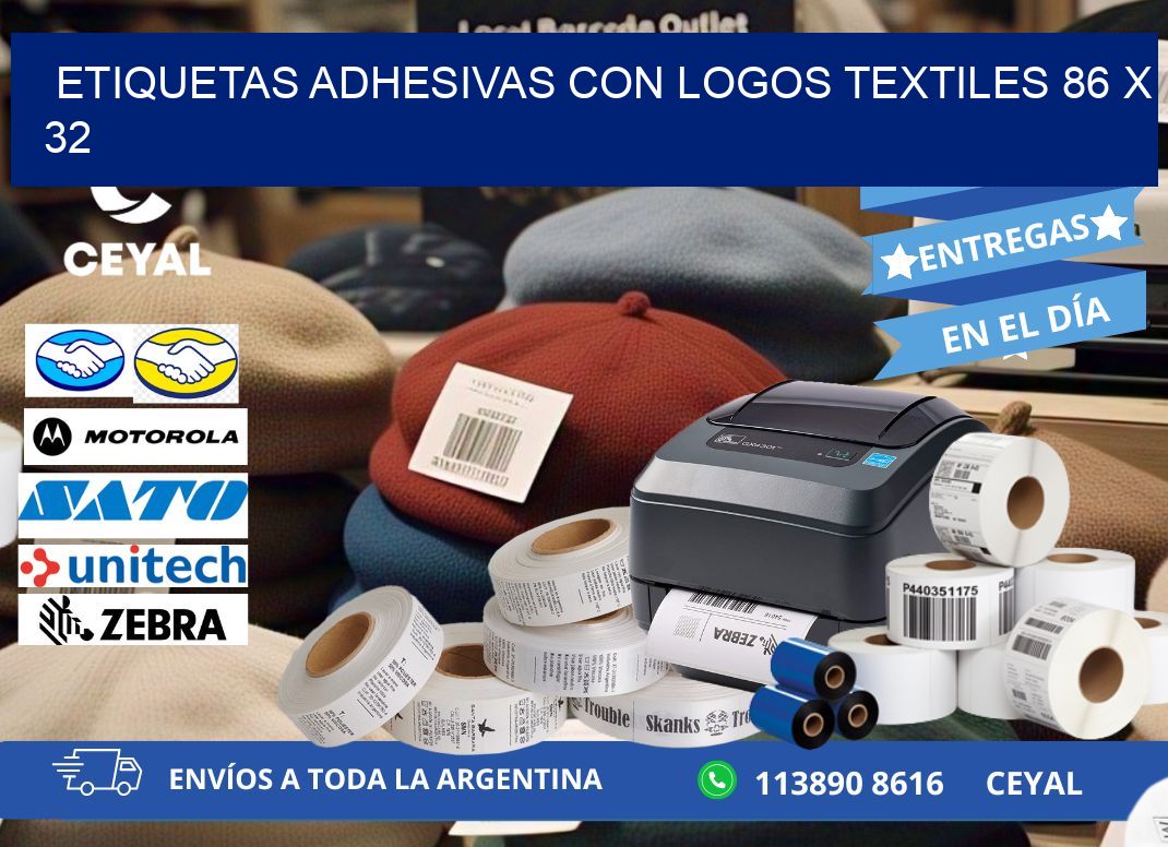 ETIQUETAS ADHESIVAS CON LOGOS TEXTILES 86 x 32