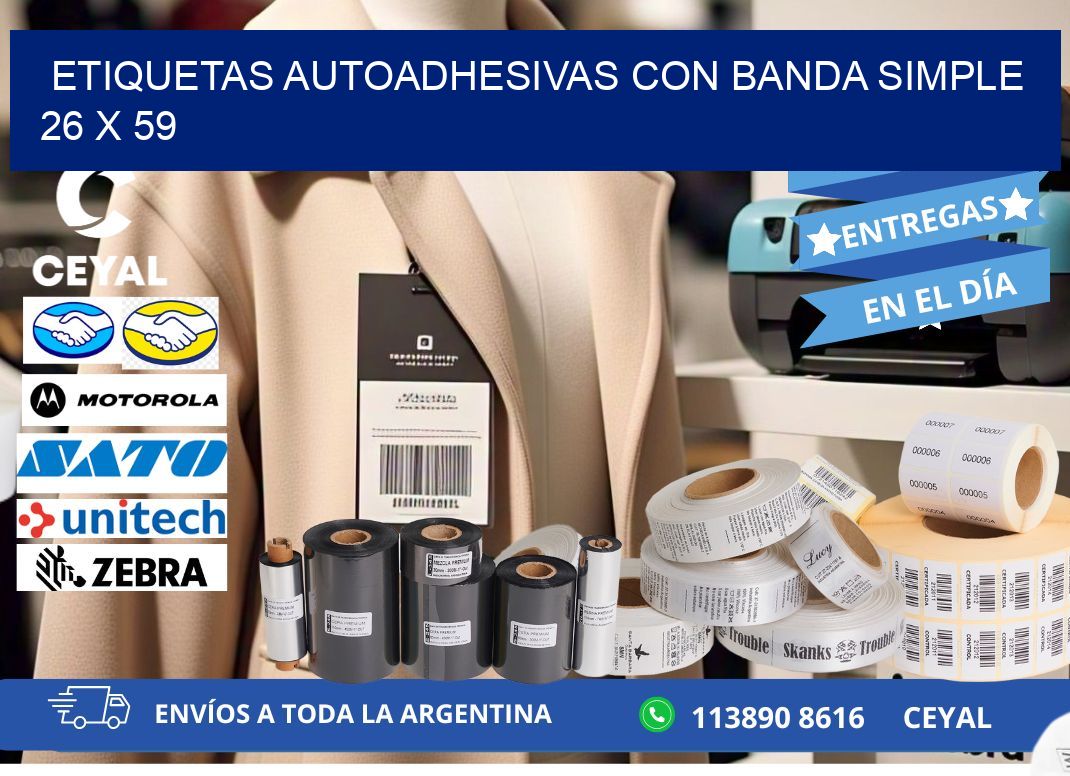 ETIQUETAS AUTOADHESIVAS CON BANDA SIMPLE 26 x 59