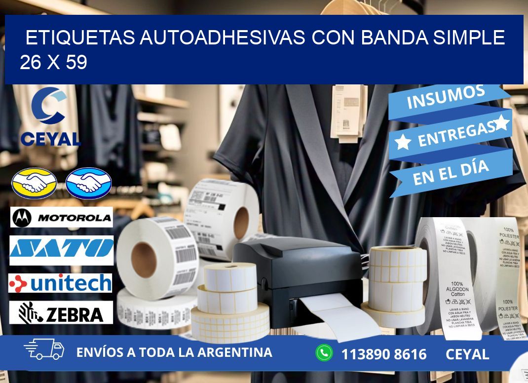 ETIQUETAS AUTOADHESIVAS CON BANDA SIMPLE 26 x 59