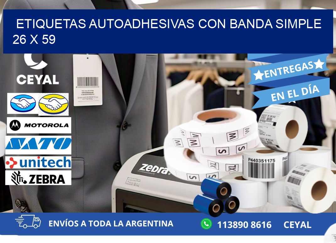 ETIQUETAS AUTOADHESIVAS CON BANDA SIMPLE 26 x 59