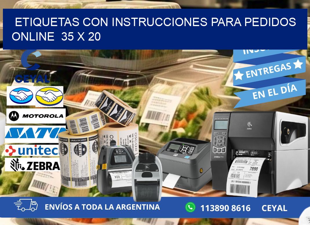 ETIQUETAS CON INSTRUCCIONES PARA PEDIDOS ONLINE  35 x 20