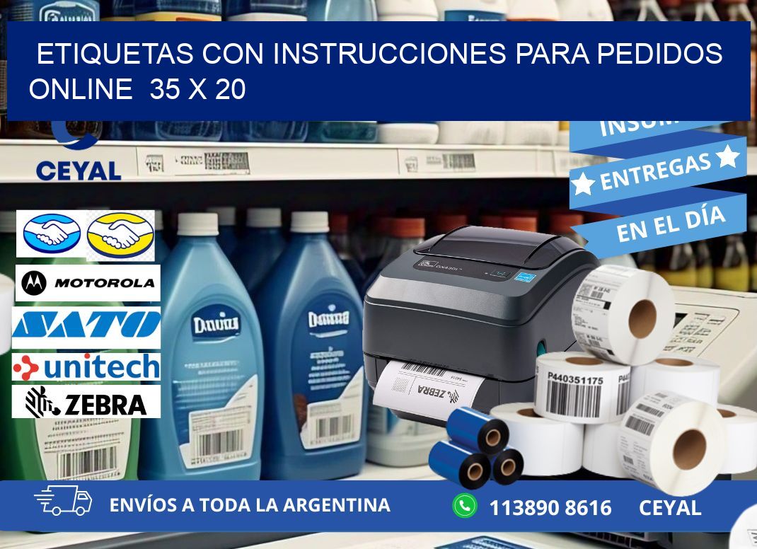 ETIQUETAS CON INSTRUCCIONES PARA PEDIDOS ONLINE  35 x 20