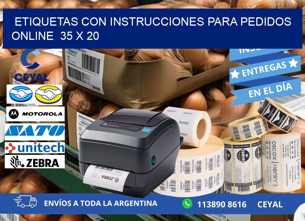 ETIQUETAS CON INSTRUCCIONES PARA PEDIDOS ONLINE  35 x 20