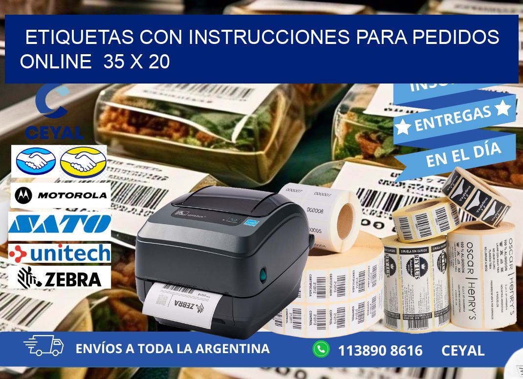 ETIQUETAS CON INSTRUCCIONES PARA PEDIDOS ONLINE  35 x 20